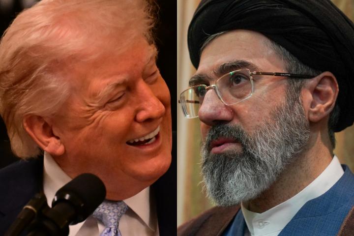 El presidente de EEUU, Donald Trump, y el líder supremo de Irán, Mojtaba Jamenei, en sendas imágenes de archivo.