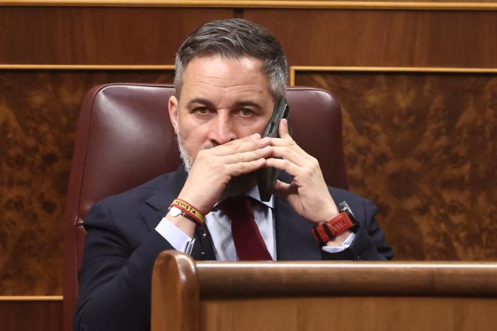 Imagen de archivo del presidente de Vox, Santiago Abascal, en el Congreso.