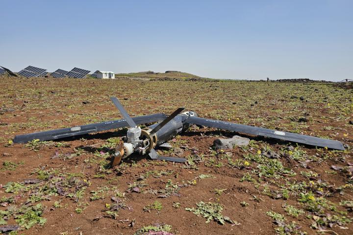 Uno de los drones iraníes que cayeron en Daraa (Siria)