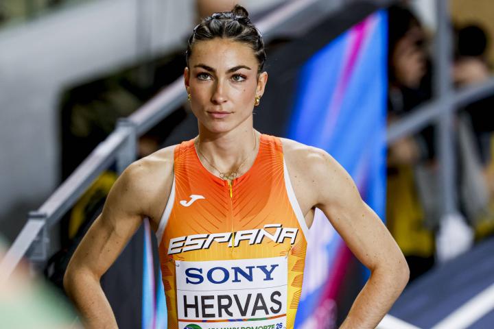La atleta madrileña Blanca Hervás, antes de una carrera en el Mundial de Torun.