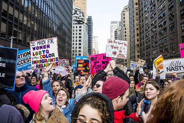 Over 400 thousand protestors participated in the NYC Women's March on Jan. 21, 2017 in resistance to US President Donald Trump. Photo by Brit Worgan