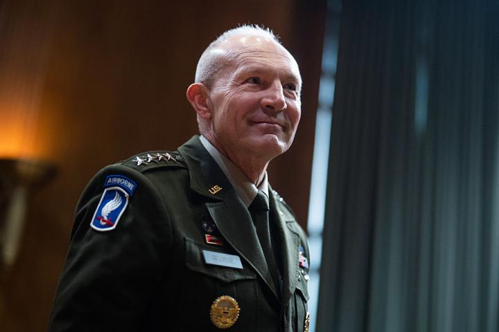 El jefe de Estado Mayor del Ejército de EEUU, Randy George, en el Subcomité de Defensa del Comité de Asignaciones del Senado (Washington), el 18 de junio de 2025.