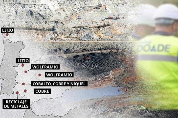 Imagen de un mapa de España con sus recursos en tierras raras.