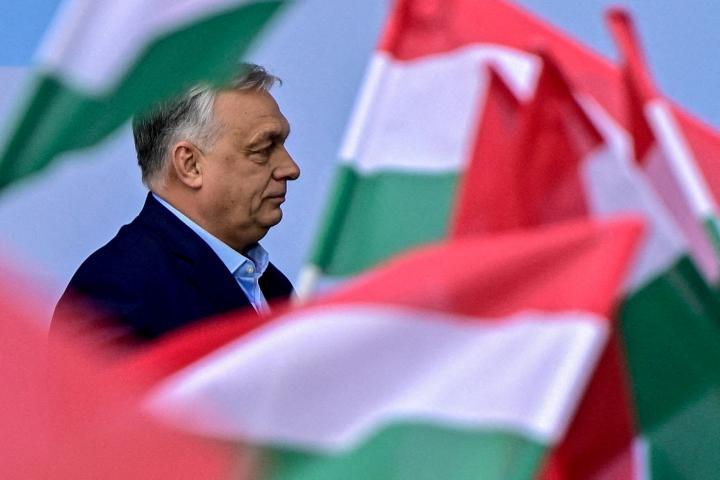 El primer ministro húngaro, Viktor Orbán, asiste a la primera "Gran Asamblea de Patriotas" de grupos nacionalistas de Europa, en Budapest, Hungría, el 23 de marzo de 2026.