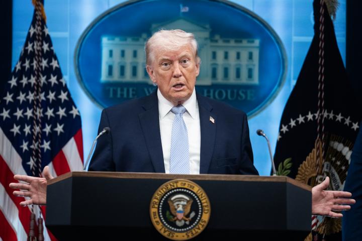 Donald Trump durante una declaración en la Casa Blanca