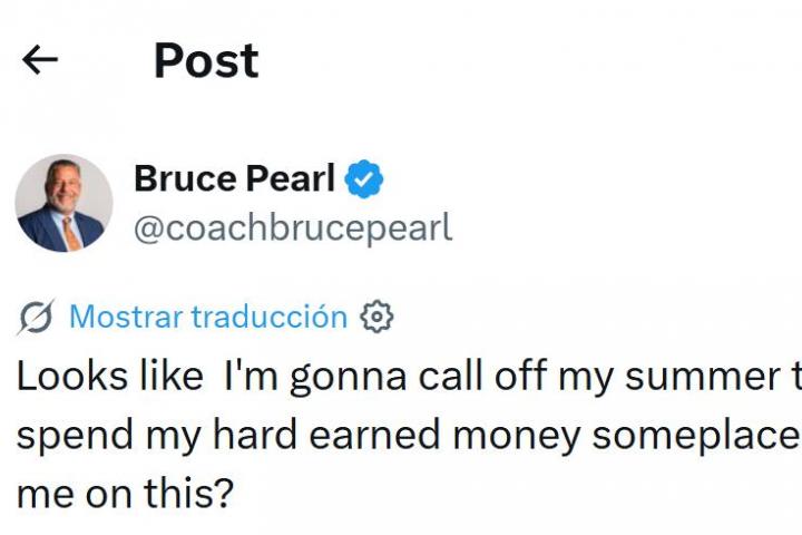 El tuit de Bruce Pearl.