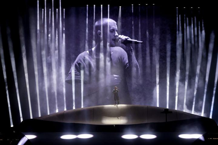 Justin Bieber en su actuación en Coachella este 11 de abril.