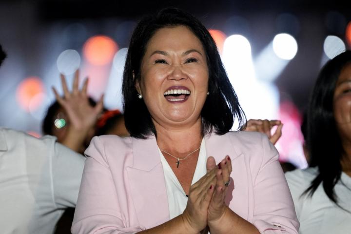 La candidata presidencial Keiko Fujimori, en el último mitin de campaña, en Lima (Perú), el 9 de abril de 2026.