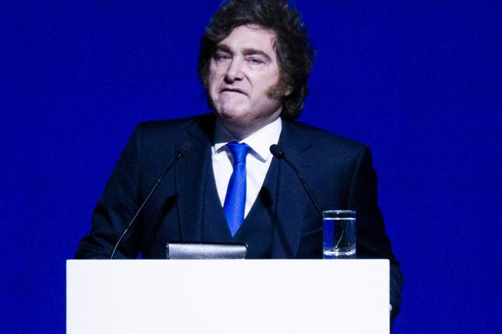 El presidente argentino, Javier Milei, durante su intervención en el foro AmCham Summit 2026.