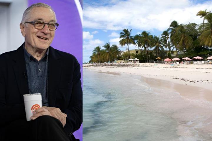 Una imagen de archivo de Robert de Niro y otra de una playa virgen del Caribe