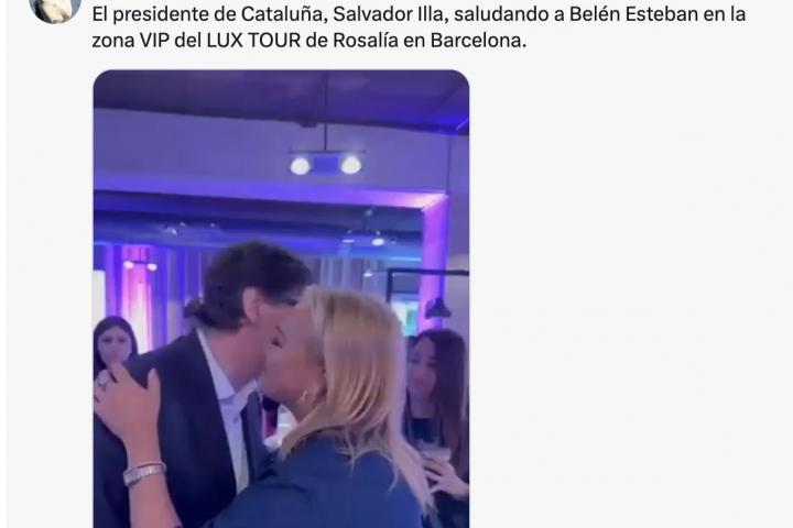 Belen Esteban y Salvador Illa en el concierto de Rosalía