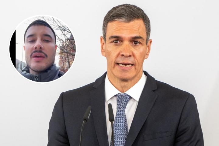 Montaje con la foto de Pedro Sánchez y el usuario @lordgzl.