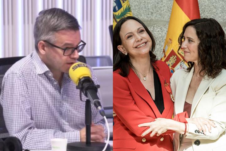 Manuel Rico y María Corina Machado junto a Isabel Díaz Ayuso