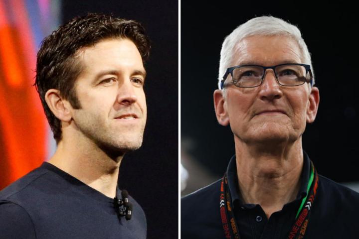 Fotomontaje de John Ternus y Tim Cook. El futuro y el presente de Apple.