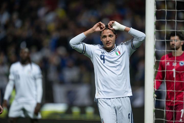 Mateo Retegui, en el partido que supuso la eliminación de Italia
