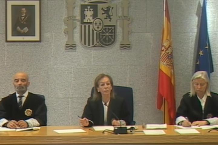 Teresa Palacios, jueza de la Audiencia Nacional, durante la declaración de Mariano Rajoy.