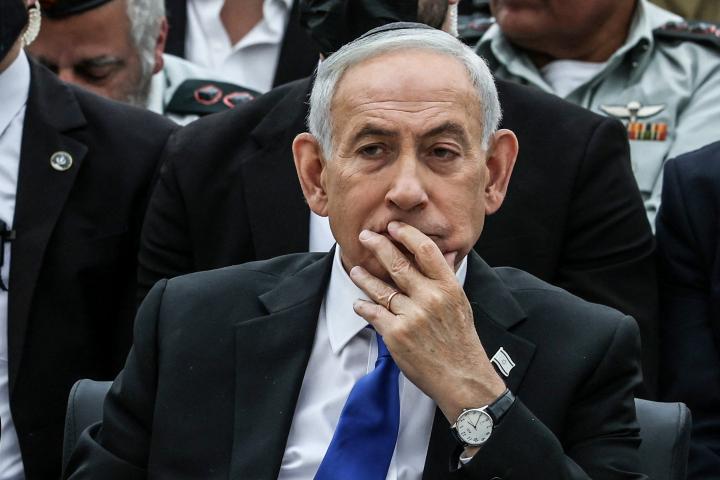 El primer ministro israelí, Benjamin Netanyahu, en una ceremonia en conmemoración del Día del Recuerdo de los soldados caídos en Israel, el 21 de abril de 2026, en Jerusalén.