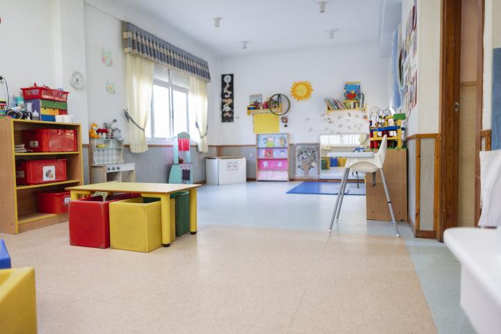 Un salón de preescolar.