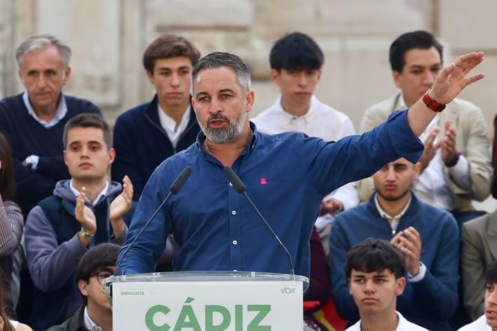 Santiago Abascal en un evento de Vox en Cádiz.