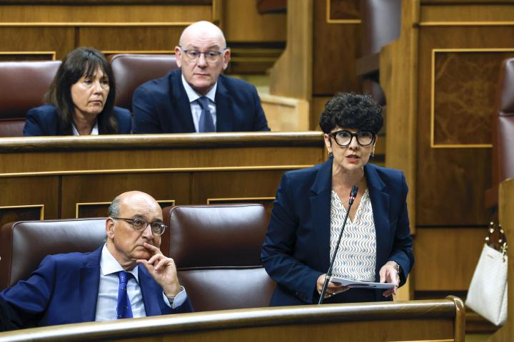 La portavoz del PNV, Maribel Vaquero, durante su intervención en la sesión de control al Ejecutivo