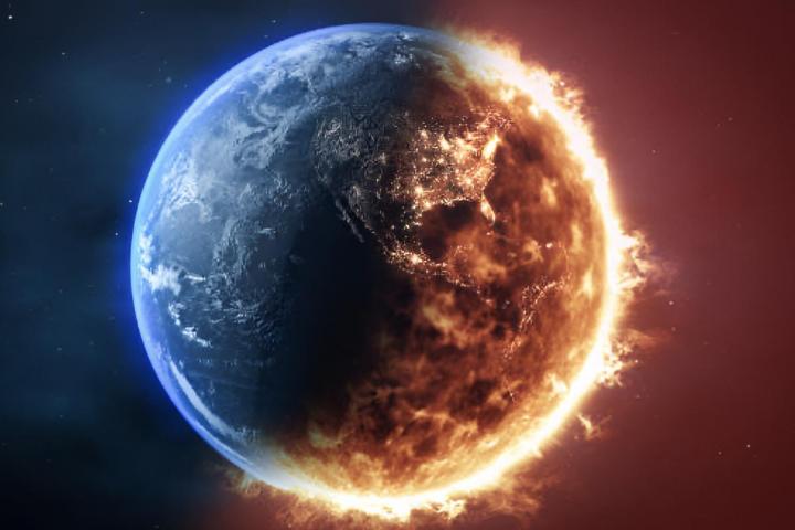 Una ilustración de la Tierra ardiendo