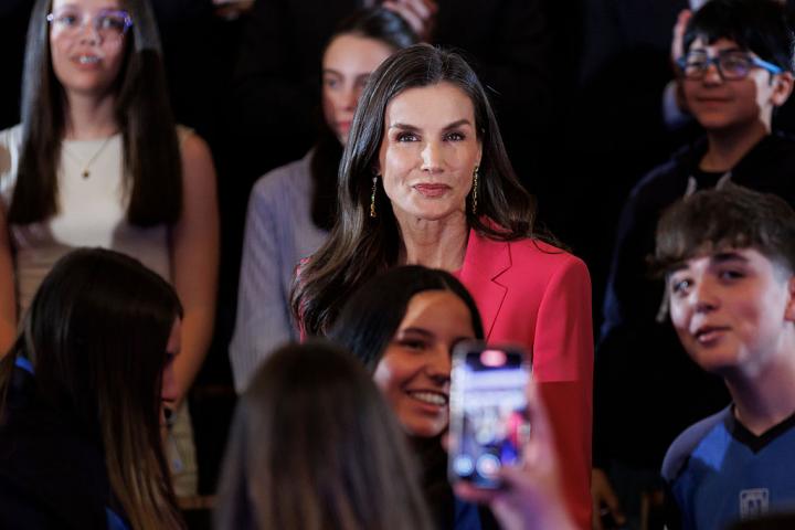 Letizia a su llegada al evento Tour del Talento de la Fundación Princesa de Girona el 29 de abril de 2026.
