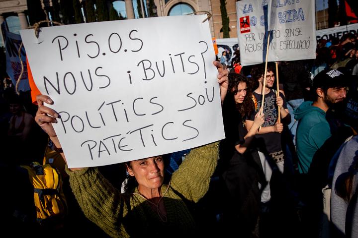 Manifestación por la vivienda en Cataluña, en una imagen de recurso