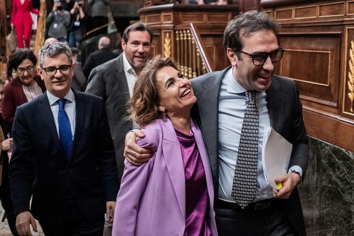 Carlos Cuerpo, con su "corbata de la suerte", minutos antes de que Sánchez le nombrara vicepresidente primero