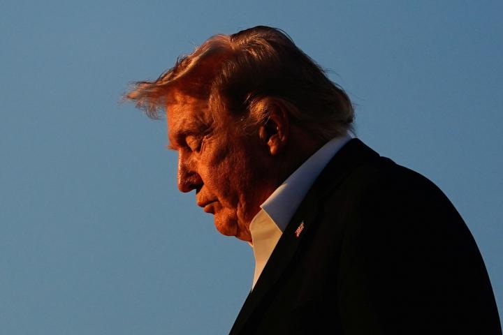 El presidente de Estados Unidos, Donald Trump, a su llegada a la base conjunta Andrews, el 3 de mayo de 2026.