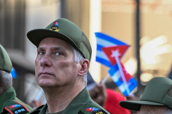 El presidente cubano Miguel Díaz-Canel, en el 65º aniversario de la declaración de Fidel Castro sobre el carácter socialista de la Revolución, el 16 de abril de 2026, en La Habana.