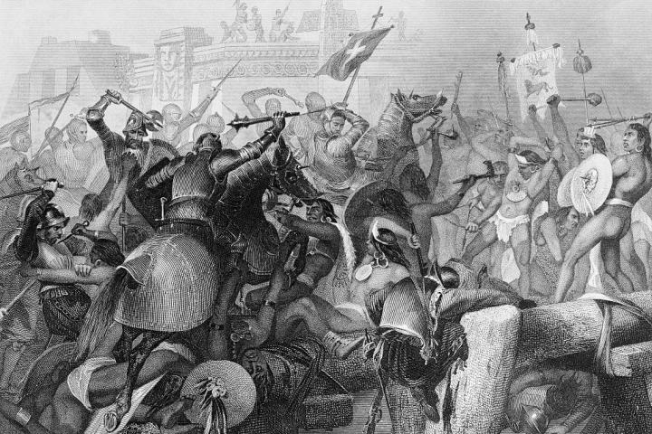 (Original Caption) Hernando Cortez (1485-1547), Spanish conqueror of Mexico. "Capture of the City of Mexico by Cortez."