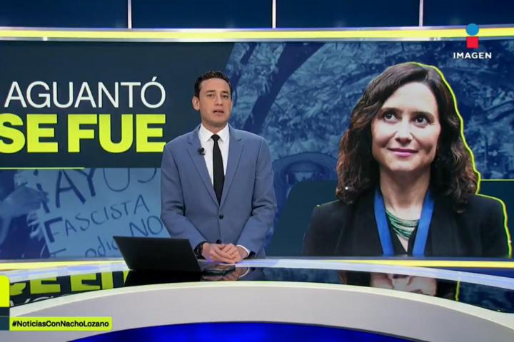 El informativo de la cadena Imagen Televisión hablando de Ayuso.