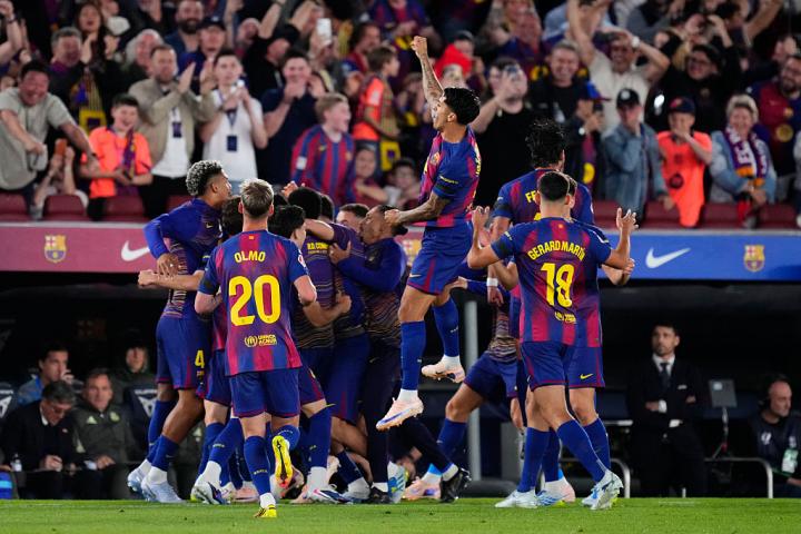 El Barça celebra el primer gol de Marcus Rashford.