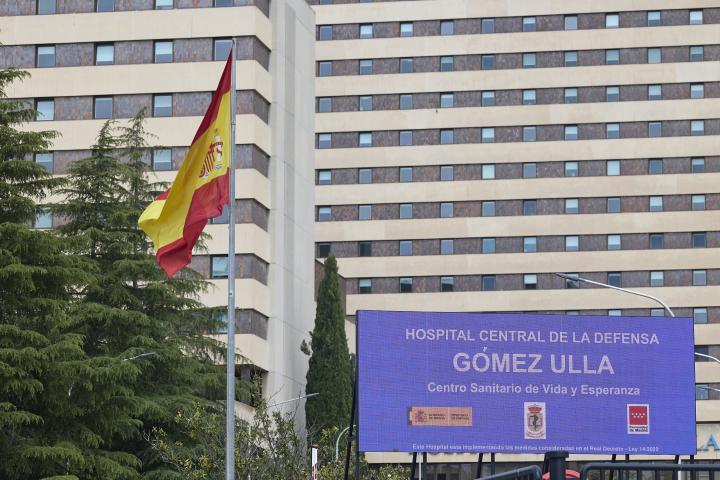 Fachada del Hospital Central de La Defensa Gómez Ulla, el 7 de mayo de 2026, en Madrid, España.