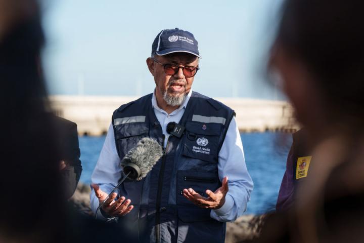 Tedros Adhanom, en la rueda de prensa tras el rescate de los últimos pasajeros del MV Hondius