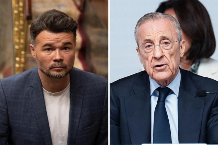 Fotomontaje de Gabriel Rufian y Florentino Pérez.