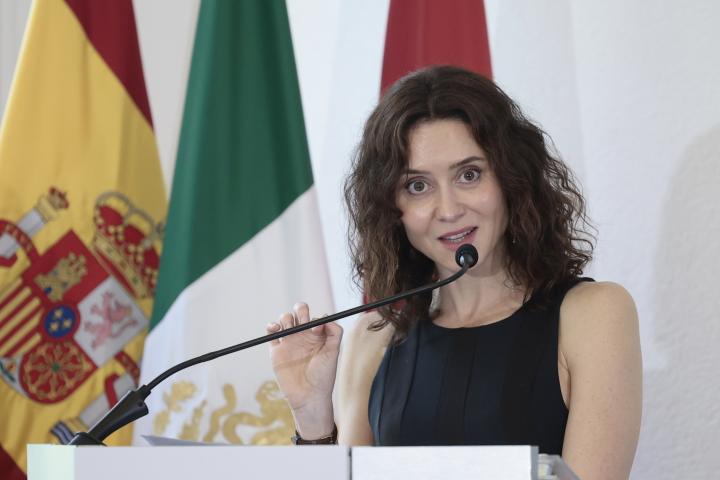 La presidenta de la Comunidad de Madrid, Isabel Díaz Ayuso, ayer, en la Cámara Española de Comercio en Ciudad de México (México).