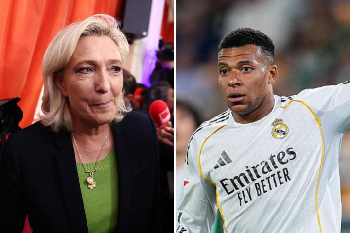 Marine Le Pen y Kylian Mbappé.