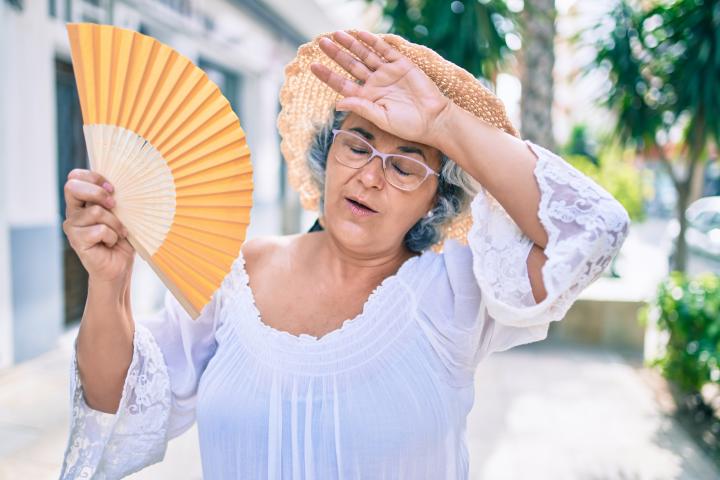 Una mujer con un abanico