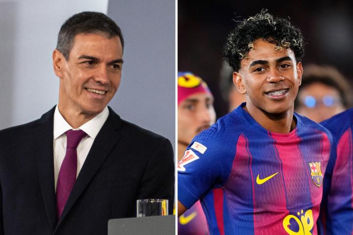Fotomontaje de Pedro Sánchez y Lamine Yamal.