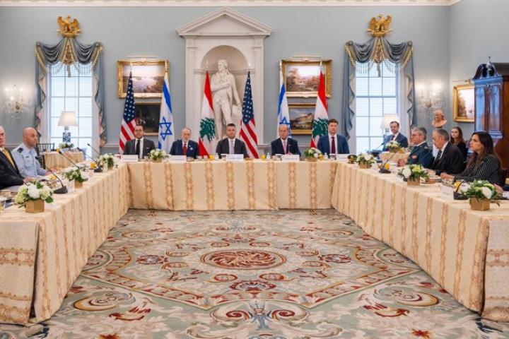 Mesa de negociación entre Israel y Líbano en EEUU