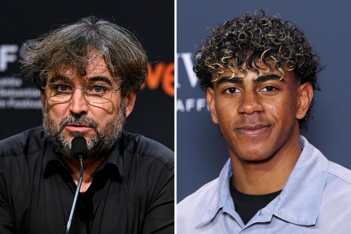 El periodista, Jordi Évole, y el futbolista Lamine Yamal.