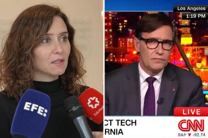 Fotomontaje de Isabel Díaz Ayuso y Salvador Illa.