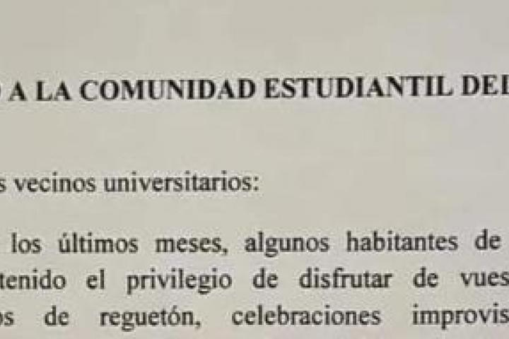 El cartel de un vecino a la "comunidad estudiantil".