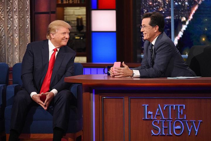 Donald Trump habla sobre su campaña presidencial en el programa 'The Late Show with Stephen Colbert', el 22 de septiembre de 2015, en la cadena de televisión CBS.