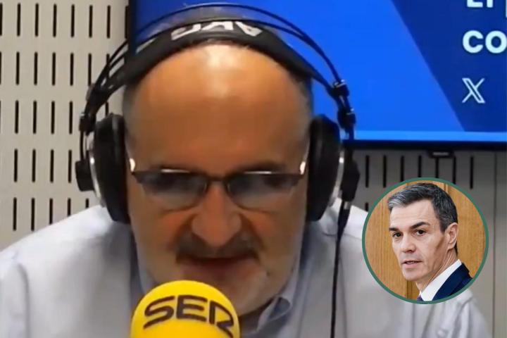 El analista político y profesor universitario Antón Losada; con un detalle del presidente Pedro Sánchez, en el círculo.
