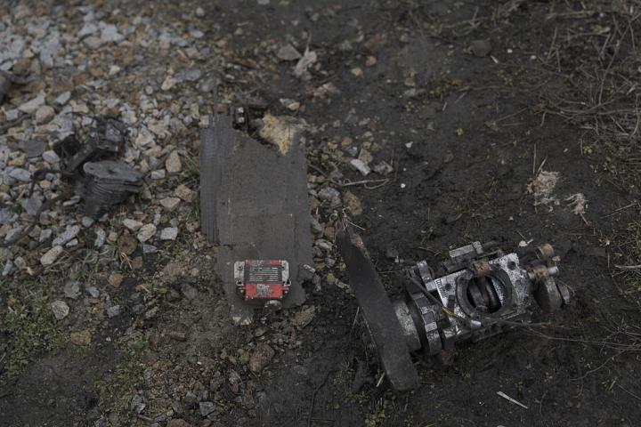 Restos de un dron lanzado por Rusia contra la región de Zaporiyia