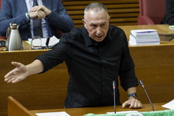 El portavoz de Compromís en el Parlament valenciano, Joan Baldoví, durante la última sesión de control.