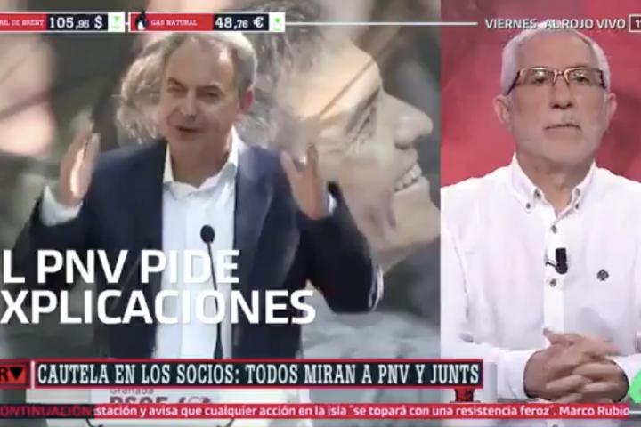 Llamazares en Al Rojo Vivo con Zapatero de fondo