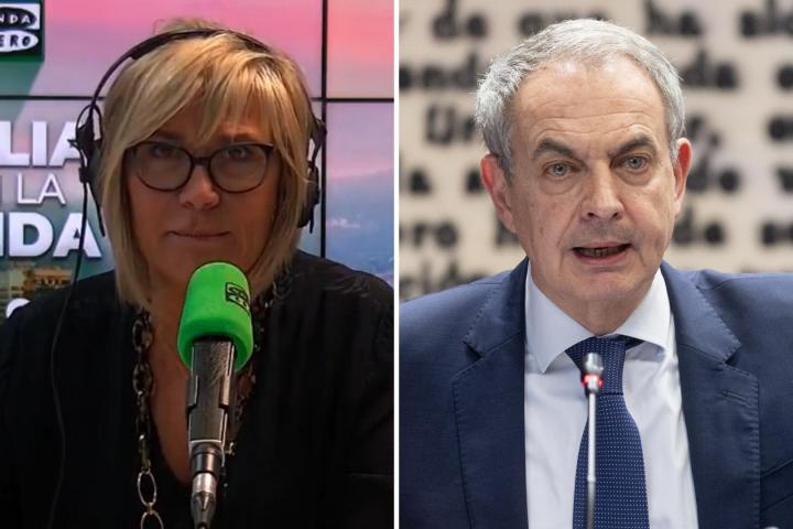 La periodista Julia Otero en 'Julia en la Onda' y el expresidente José Luis Rodríguez Zapatero.